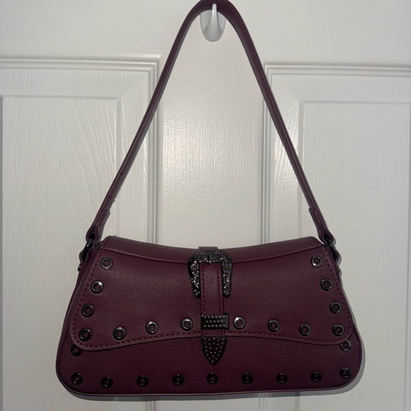 Betsey Johnson Handbags - Burgundy Studded Shoulder Bag